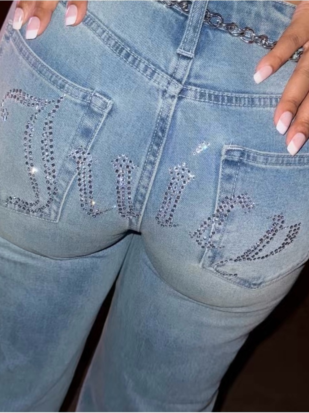 Light Wash Juicy Couture Embellished Rhinestone Jeans